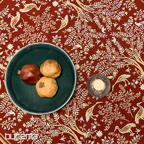 Gobelin-Tischdecke und Schal WILLIAM MORRIS Burgunderrot