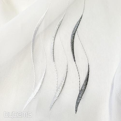 Voile-Gardine Gerster mit der grauen Stickerei 195/0810