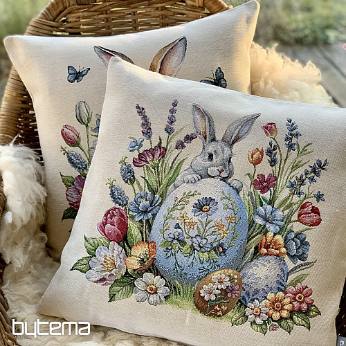 Gobelin-Kissenbezug NACKTE UND BLAUE EIER