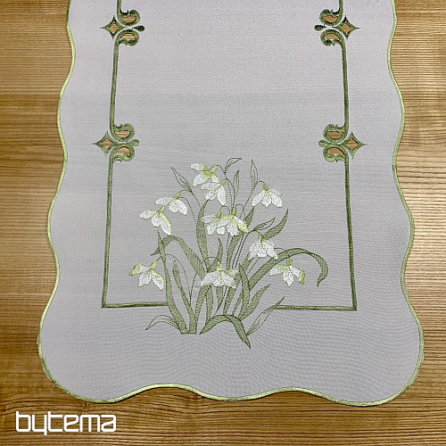 Bestickte Tischdecke und Schal SCHNEEWITTCHEN