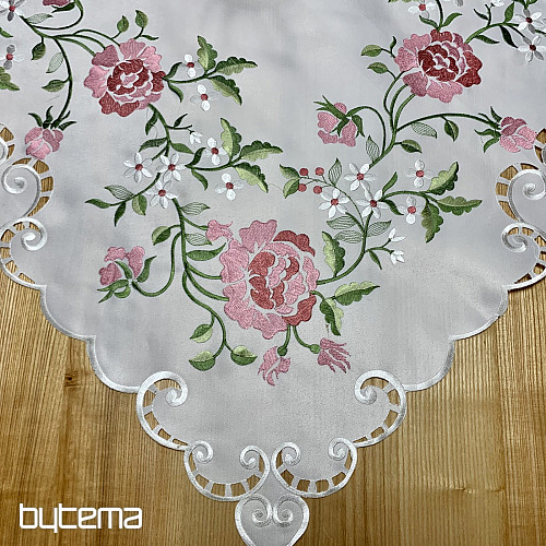Bestickte Tischdecke und Schal ROSE