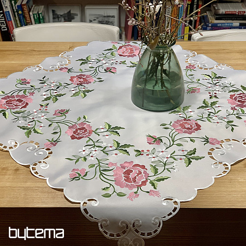 Bestickte Tischdecke und Schal ROSE