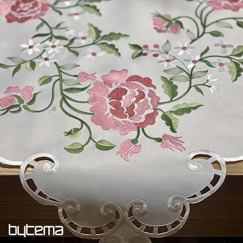 Bestickte Tischdecke und Schal ROSE