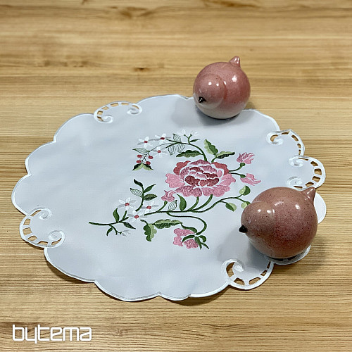Bestickte Tischdecke und Schal ROSE