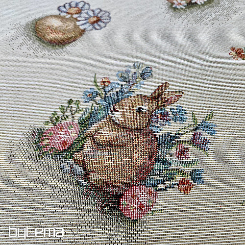 Gobelinstoff HASE IM BLUMENTOPF