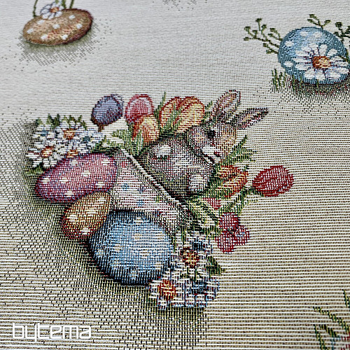 Gobelinstoff HASE IM BLUMENTOPF