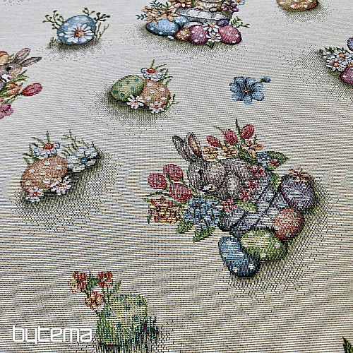 Gobelinstoff HASE IM BLUMENTOPF