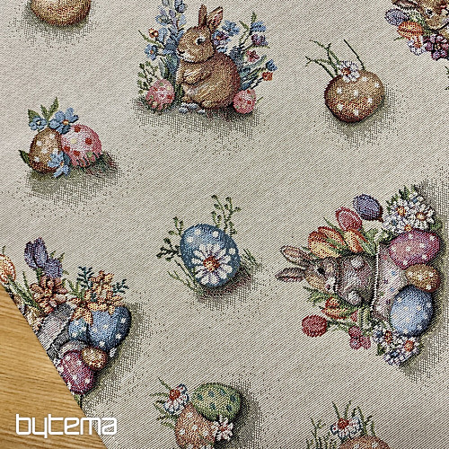 Gobelin-Tischdecke und Schal HASE IM BLUMENTOPF