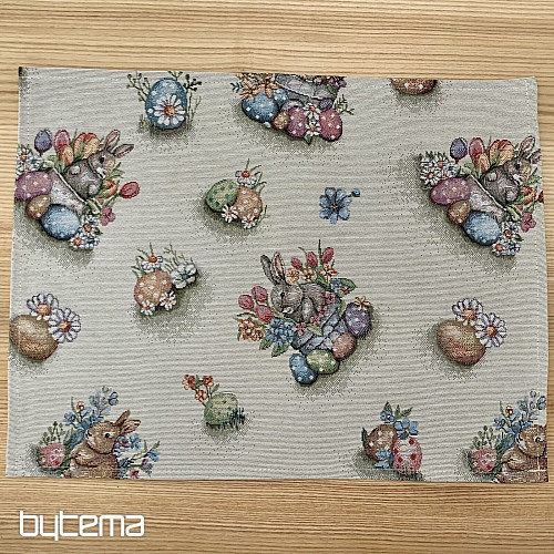 Gobelin-Tischdecke und Schal HASE IM BLUMENTOPF