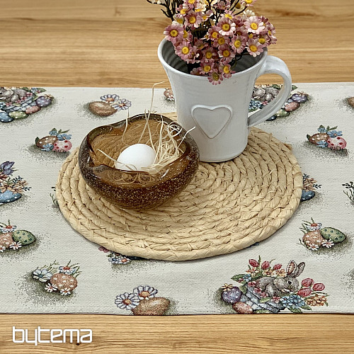 Gobelin-Tischdecke und Schal HASE IM BLUMENTOPF