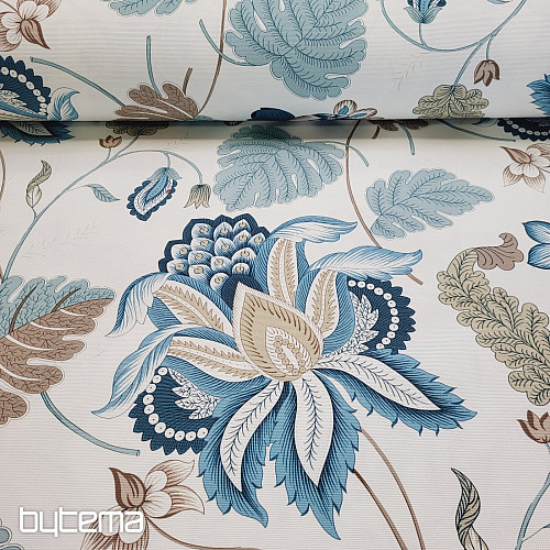 Dekorationsstoff MONTANA 48 BLAU GROSSE BLUMEN