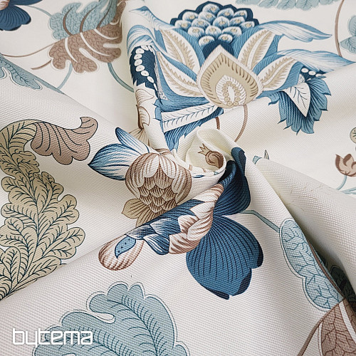 Dekorationsstoff MONTANA 48 BLAU GROSSE BLUMEN
