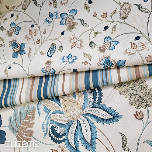Dekorationsstoff MONTANA 48 BLAU GROSSE BLUMEN