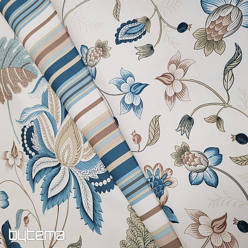 Dekorationsstoff MONTANA 48 BLAU GROSSE BLUMEN
