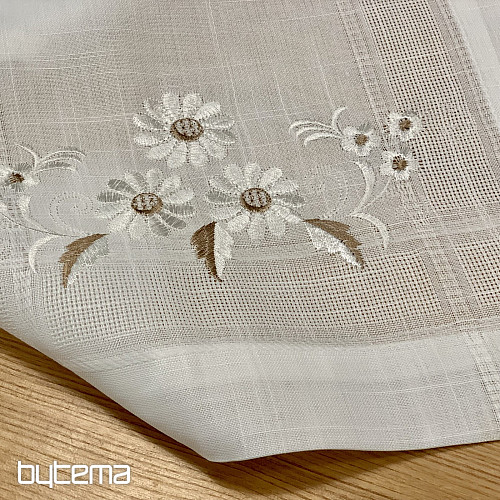 Bestickte Tischdecke und Schal DAISIES BROWN