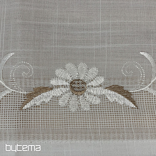 Bestickte Tischdecke und Schal DAISIES BROWN