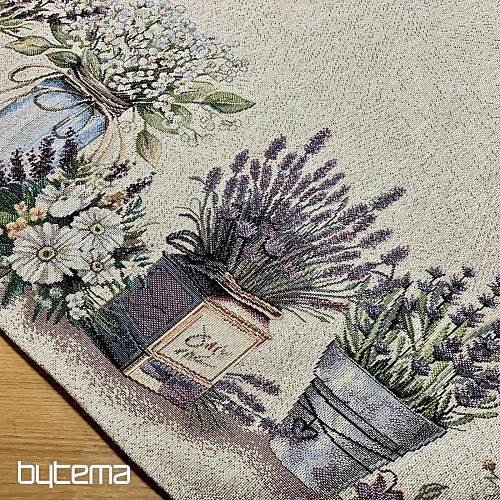 Gobelin-Tischdecke und Schal Schönheit in einem Korb