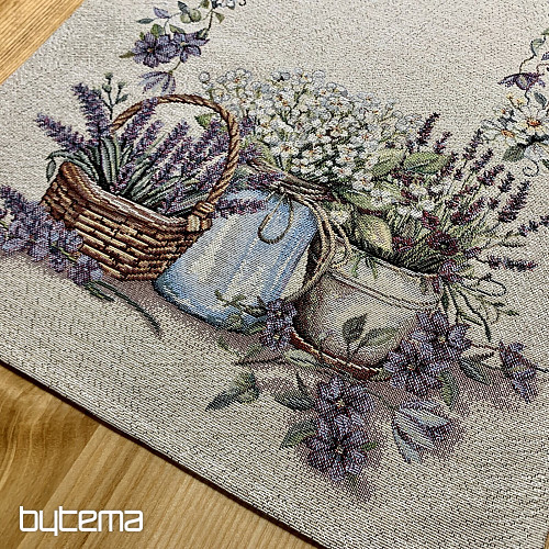 Gobelin-Tischdecke und Schal Schönheit in einem Korb