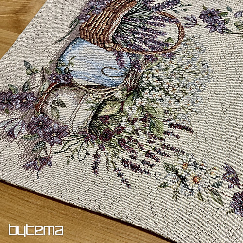 Gobelin-Tischdecke und Schal Schönheit in einem Korb