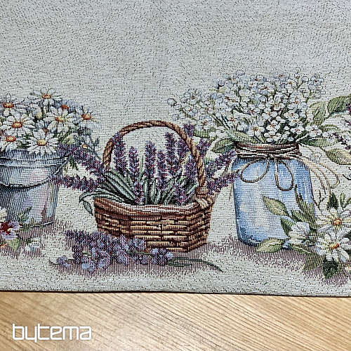 Gobelin-Tischdecke und Schal Schönheit in einem Korb