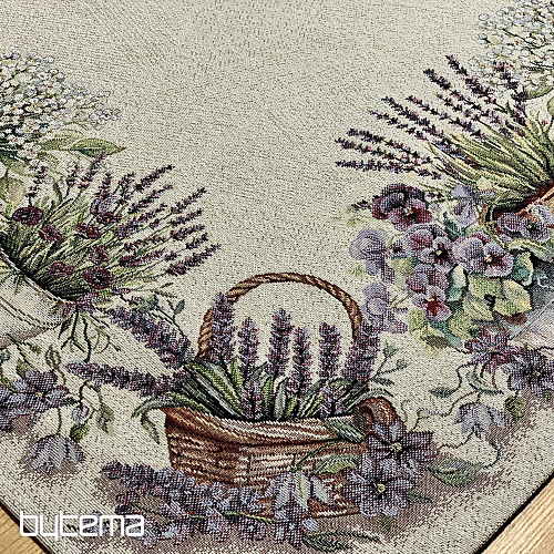 Gobelin-Tischdecke und Schal Schönheit in einem Korb