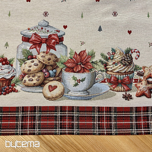 Gobelin-Tischdecke und Schal Weihnachtsplätzchen