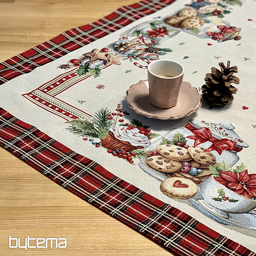 Gobelin-Tischdecke und Schal Weihnachtsplätzchen