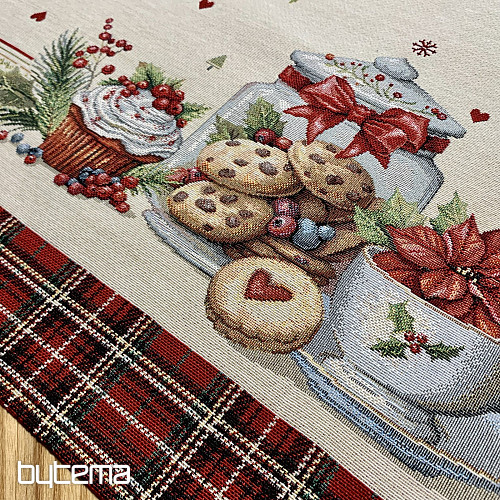Gobelin-Tischdecke und Schal Weihnachtsplätzchen
