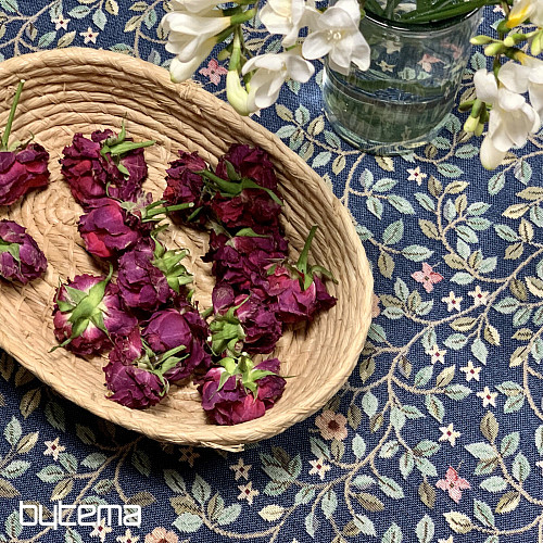 Gobelin-Tischdecke und Schal TREE OF HAPPINESS allover BLAU