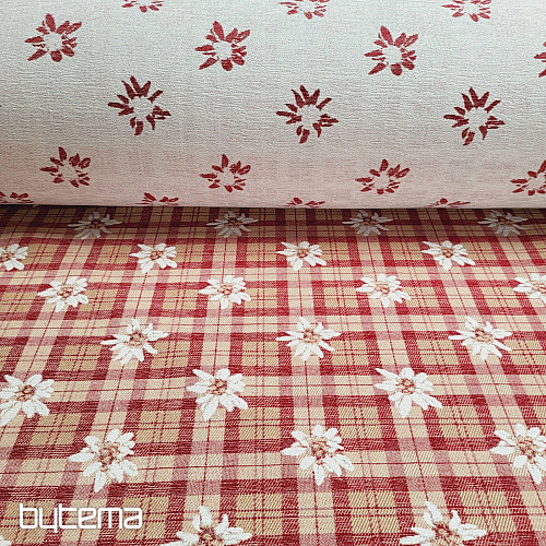 Luxuriöser Dekostoff FLOWERS AND DIAMONDS rot