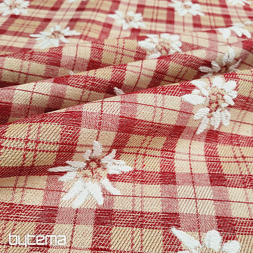 Luxuriöser Dekostoff FLOWERS AND DIAMONDS rot