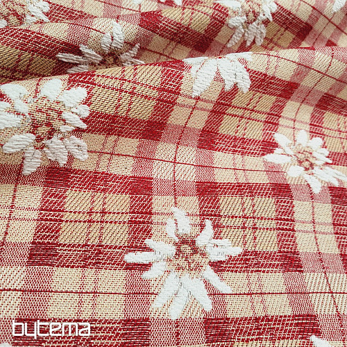 Luxuriöser Dekostoff FLOWERS AND DIAMONDS rot