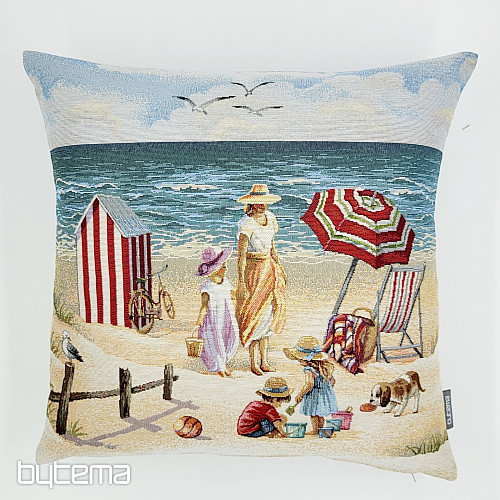 Gobelin-Kissenbezug KINDER AM STRAND