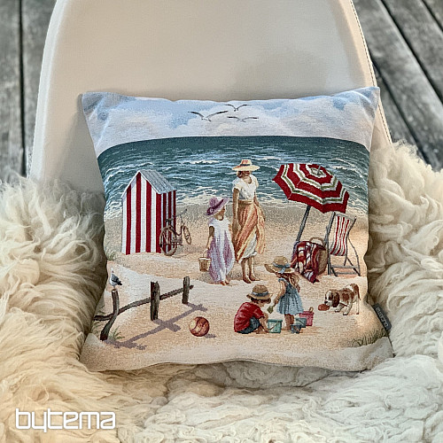 Gobelin-Kissenbezug KINDER AM STRAND