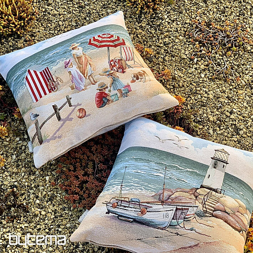 Gobelin-Kissenbezug KINDER AM STRAND