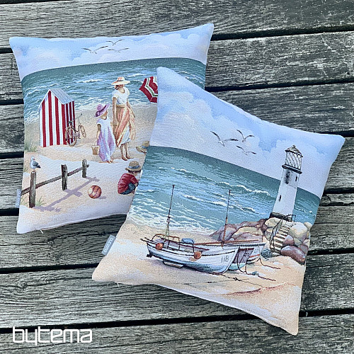 Gobelin-Kissenbezug KINDER AM STRAND