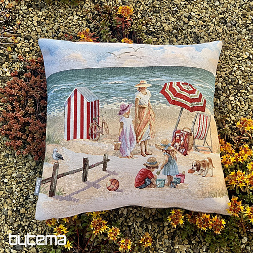 Gobelin-Kissenbezug KINDER AM STRAND