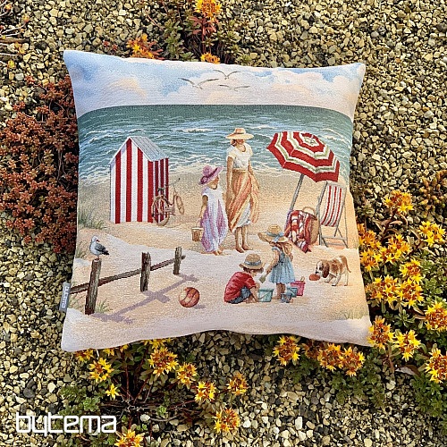 Gobelin-Kissenbezug KINDER AM STRAND