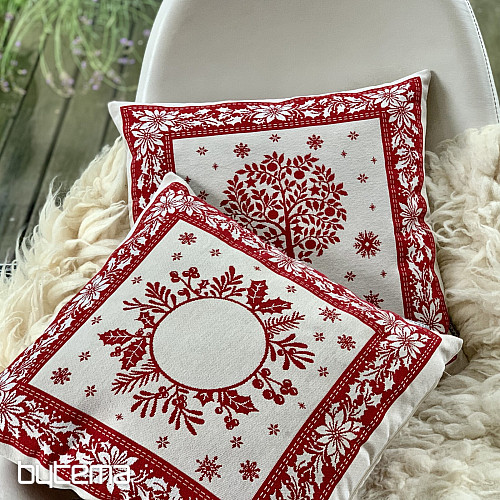 Weihnachts-Gobelinbezug FOLK CHRISTMAS 1 rot