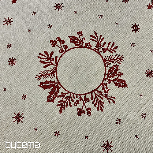 Gobelin-Tischdecke und Schal FOLK CHRISTMAS rot