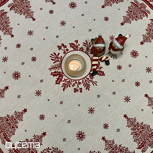 Gobelin-Tischdecke und Schal FOLK CHRISTMAS rot