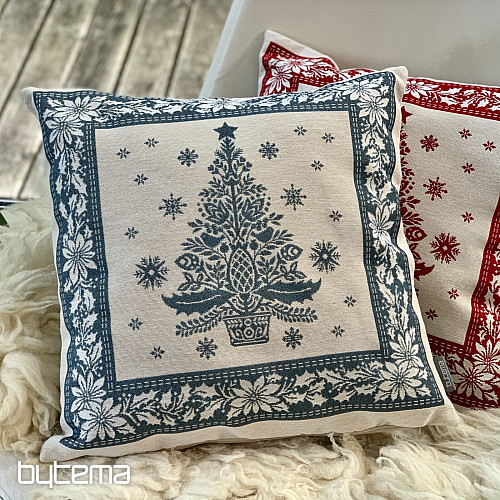 Weihnachts-Gobelinbezug FOLK CHRISTMAS 3 blau