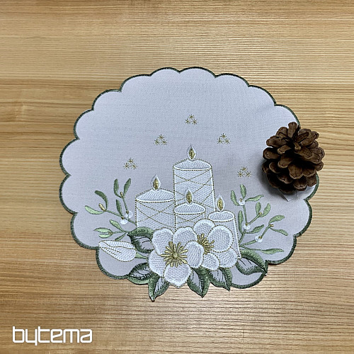 Bestickte Tischdecke WEISSE KERZEN