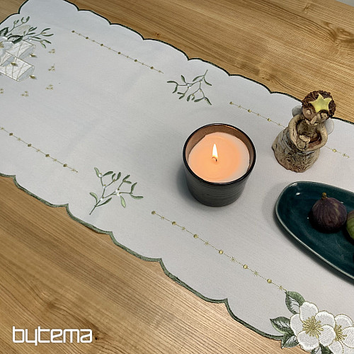 Bestickte Tischdecke WEISSE KERZEN