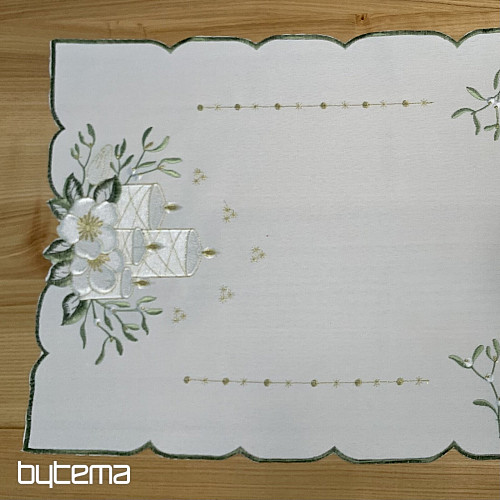 Bestickte Tischdecke WEISSE KERZEN