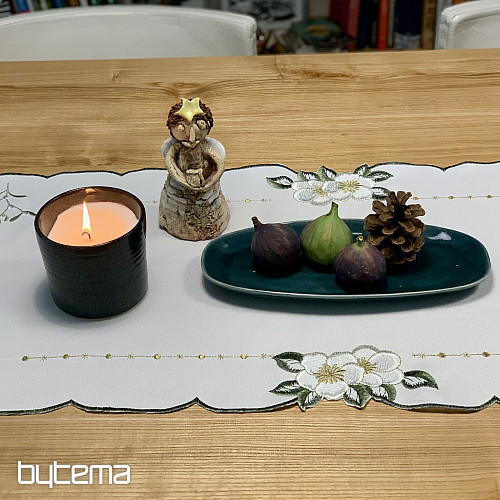 Bestickte Tischdecke WEISSE KERZEN