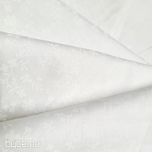 Baumwoll-Dekostoff MARGELIE Blume WEISS