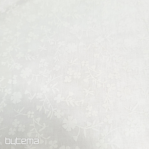 Baumwoll-Dekostoff MARGELIE Blume WEISS