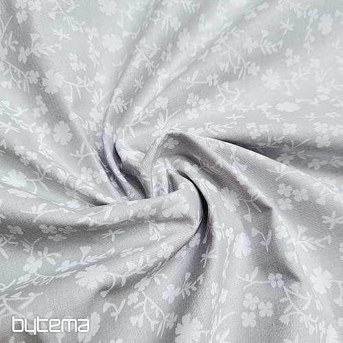 Baumwoll-Dekostoff MARGELIE Blumen GRAU