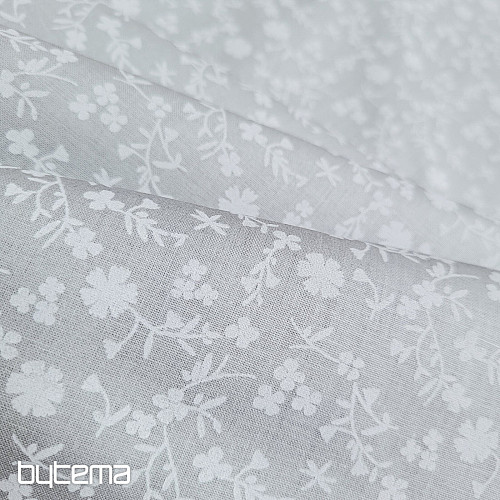 Baumwoll-Dekostoff MARGELIE Blumen GRAU